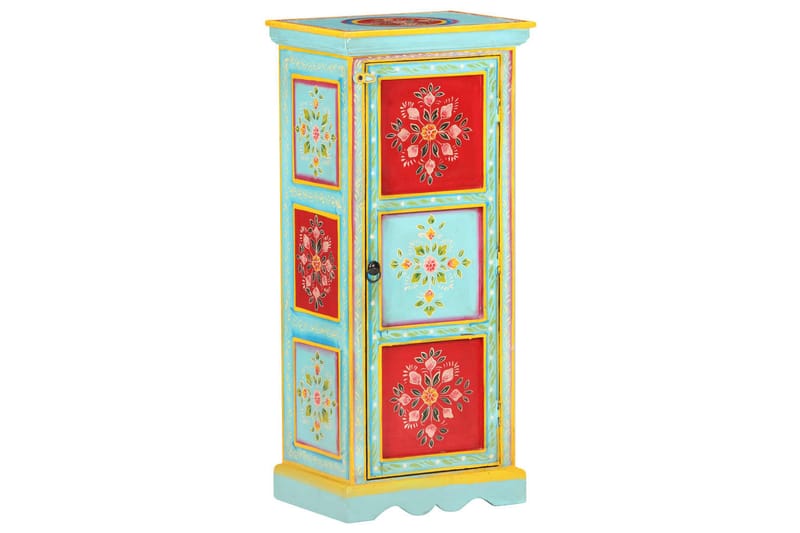 Käsin maalattu kaappi 40x30x90 cm täysi mangopuu - Monivärinen - Säilytys - Kaappi - Säilytyskaappi