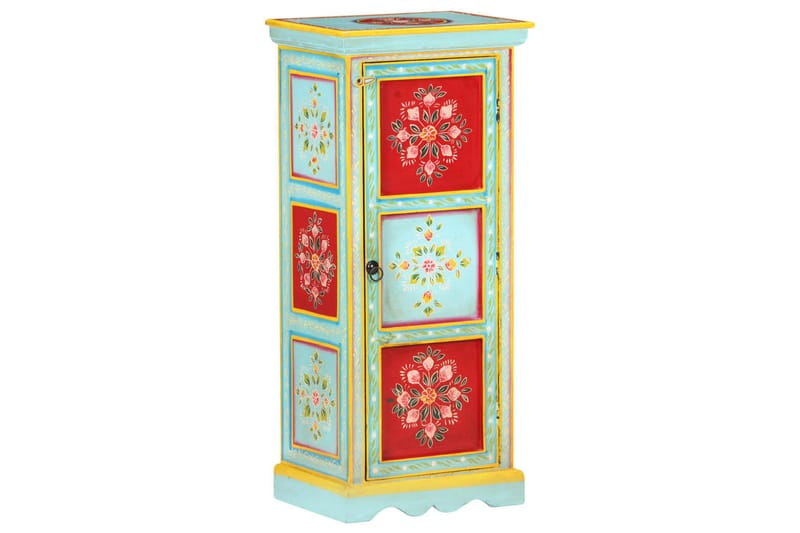 Käsin maalattu kaappi 40x30x90 cm täysi mangopuu - Monivärinen - Säilytys - Kaappi - Säilytyskaappi