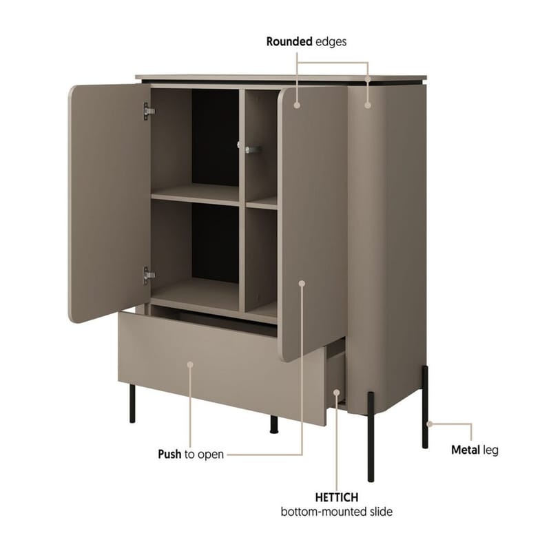 Kaappi Bello 2 ovea 1 laatikko - Säilytys - Kaappi - Säilytyskaappi