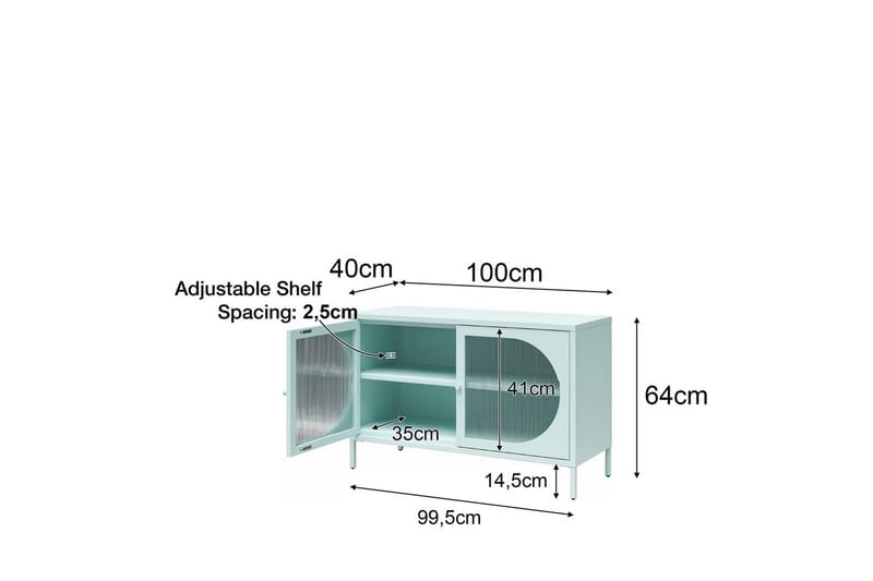 Kaappi Luna 100x40x64 cm, Musta - 100x40x64 cm, Musta - Säilytys - Kaappi - Vitriini
