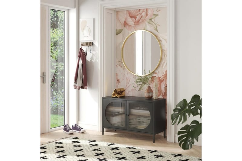 Kaappi Luna 100x40x64 cm, Musta - 100x40x64 cm, Musta - Säilytys - Kaappi - Vitriini