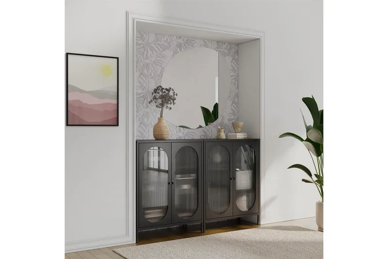 Kaappi Luna 80x40x102 cm, Musta - 80x40x102 cm, Musta - Säilytys - Kaappi - Vitriini