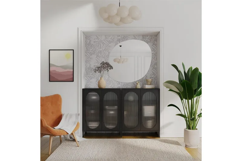 Kaappi Luna 80x40x102 cm, Musta - 80x40x102 cm, Musta - Säilytys - Kaappi - Vitriini