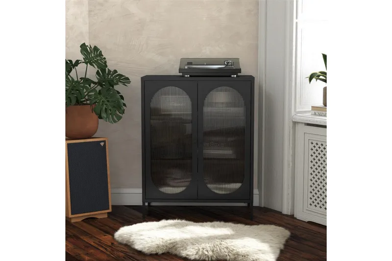 Kaappi Luna 80x40x102 cm, Musta - 80x40x102 cm, Musta - Säilytys - Kaappi - Vitriini