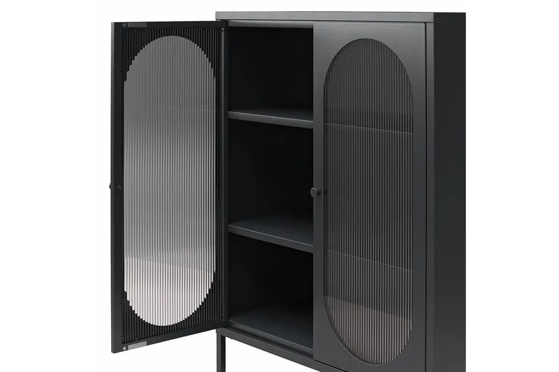 Kaappi Luna 80x40x102 cm, Musta - 80x40x102 cm, Musta - Säilytys - Kaappi - Vitriini