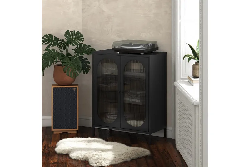 Kaappi Luna 80x40x102 cm, Musta - 80x40x102 cm, Musta - Säilytys - Kaappi - Vitriini