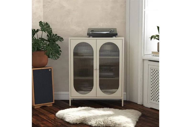 Kaappi Luna 80x40x102 cm, Pergamentti - 80x40x102 cm, Pergamentti - Säilytys - Kaappi - Vitriini