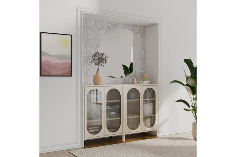 Kaappi Luna 80x40x102 cm, Pergamentti - 80x40x102 cm, Pergamentti - Säilytys - Kaappi - Vitriini