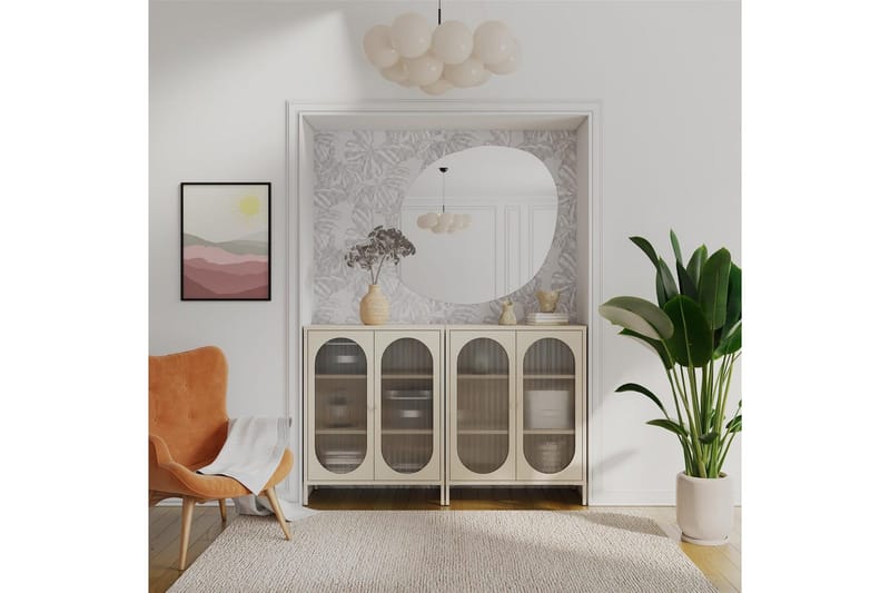 Kaappi Luna 80x40x102 cm, Pergamentti - 80x40x102 cm, Pergamentti - Säilytys - Kaappi - Vitriini