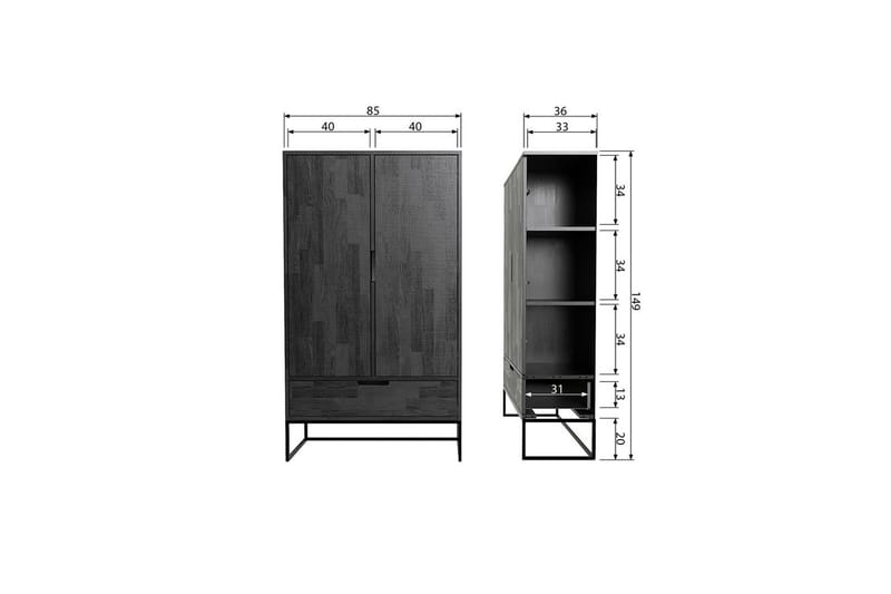 Kaappi Silas 2-ovinen - Beige - Säilytys - Kaappi - Säilytyskaappi