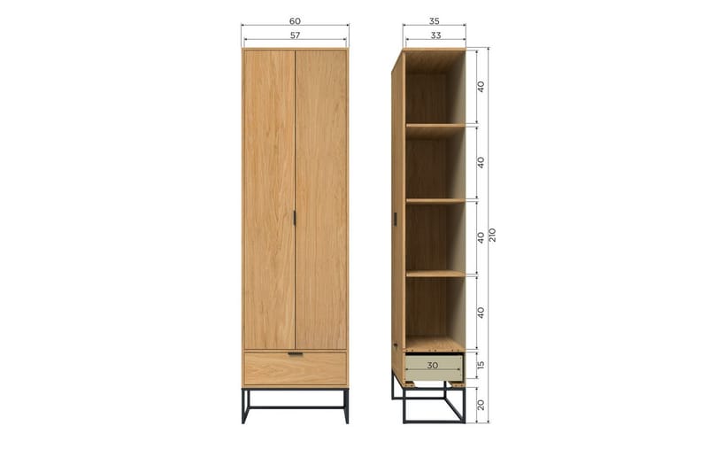 Kaappi Silas - Tammi, Tammi - Säilytys - Kaappi - Säilytyskaappi