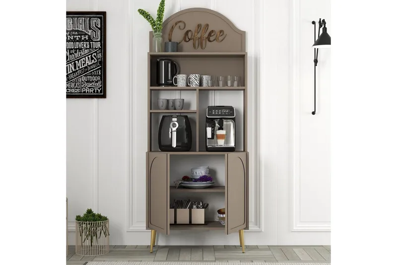 Kahvibaari Kaappi Hazim Kaksi Atlas / Kulta - Atlas / Kulta - Säilytys - Kaappi - Baarikaappi