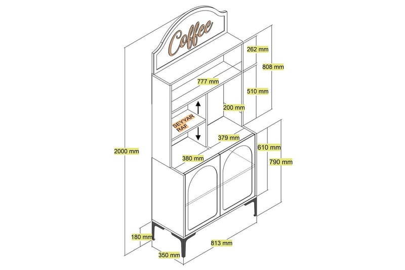 Kahvibaari Kaappi Hazim Kaksi Atlas / Musta - Atlas / Musta - Säilytys - Kaappi - Baarikaappi
