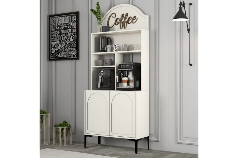 Kahvibaari Kaappi Hazim Kaksi Kerma / Musta - Kerma / Musta - Säilytys - Kaappi - Baarikaappi