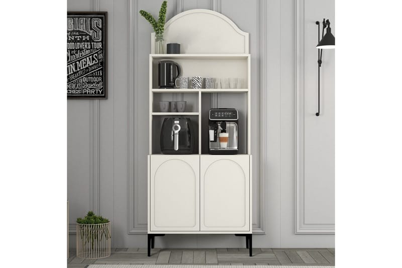 Kahvibaari Kaappi Hazim Kaksi Kerma / Musta - Kerma / Musta - Säilytys - Kaappi - Baarikaappi