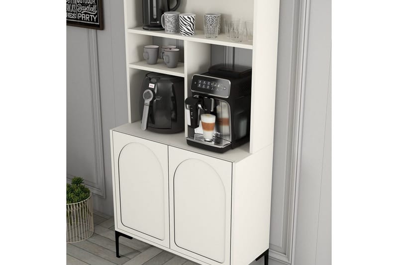 Kahvibaari Kaappi Hazim Kaksi Kerma / Musta - Kerma / Musta - Säilytys - Kaappi - Baarikaappi