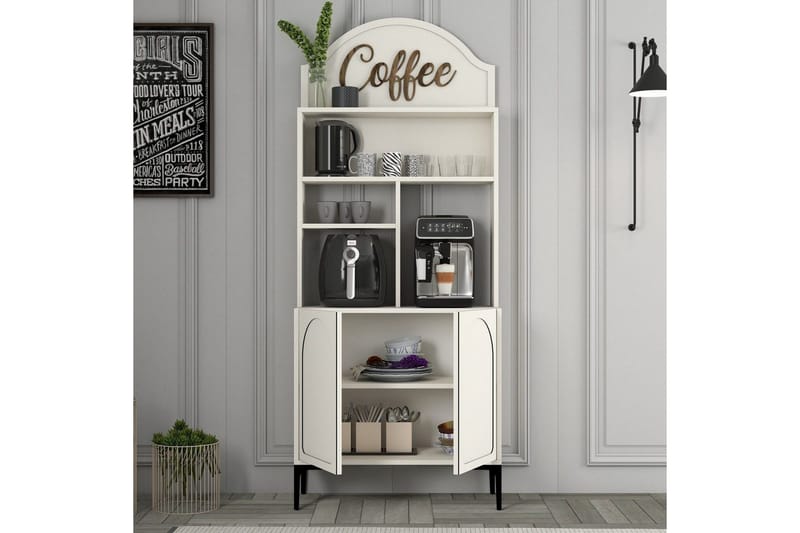 Kahvibaari Kaappi Hazim Kaksi Kerma / Musta - Kerma / Musta - Säilytys - Kaappi - Baarikaappi