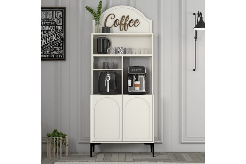 Kahvibaari Kaappi Hazim Kaksi Kerma / Musta - Kerma / Musta - Säilytys - Kaappi - Baarikaappi