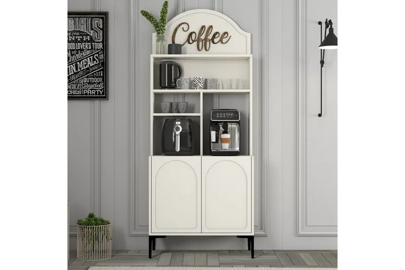 Kahvibaari Kaappi Hazim Kaksi Kerma / Musta - Kerma / Musta - Säilytys - Kaappi - Baarikaappi