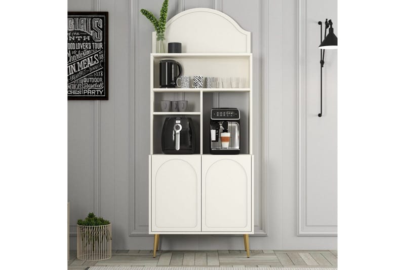 Kahvibaari Kaappi Hazim Kaksi Kermanvärinen / Kulta - Kermanvärinen / Kulta - Säilytys - Kaappi - Baarikaappi