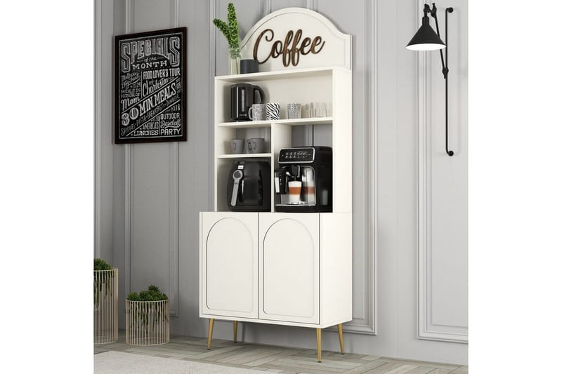 Kahvibaari Kaappi Hazim Kaksi Kermanvärinen / Kulta - Kermanvärinen / Kulta - Säilytys - Kaappi - Baarikaappi