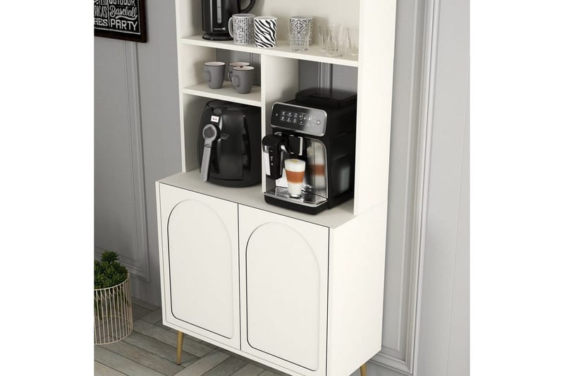 Kahvibaari Kaappi Hazim Kaksi Kermanvärinen / Kulta - Kermanvärinen / Kulta - Säilytys - Kaappi - Baarikaappi