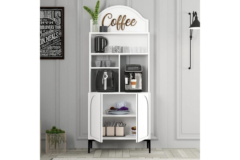 Kahvibaari Kaappi Hazim Kaksi Valkoinen / Musta - Valkoinen / Musta - Säilytys - Kaappi - Baarikaappi