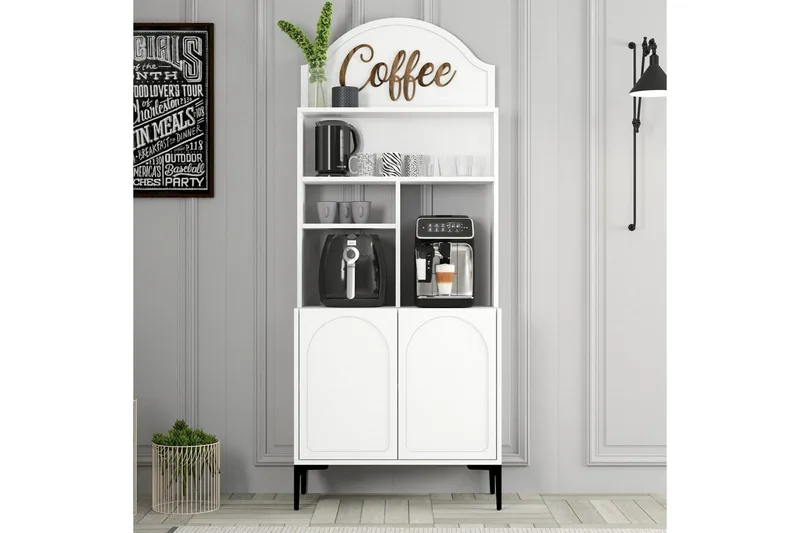Kahvibaari Kaappi Hazim Kaksi Valkoinen / Musta - Valkoinen / Musta - Säilytys - Kaappi - Baarikaappi