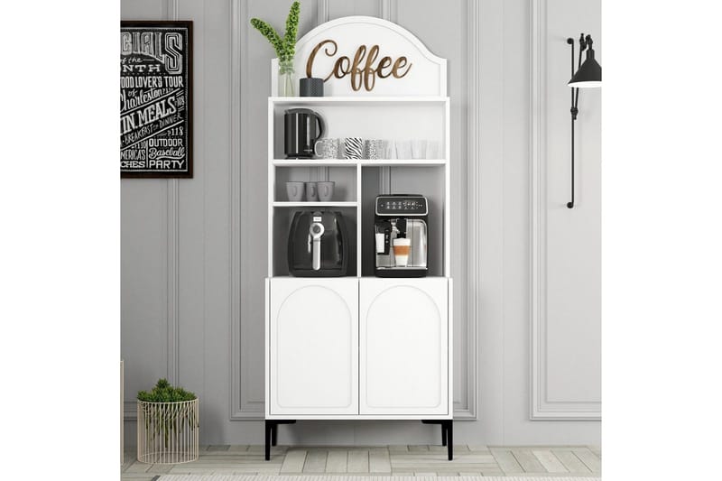 Kahvibaari Kaappi Hazim Kaksi Valkoinen / Musta - Valkoinen / Musta - Säilytys - Kaappi - Baarikaappi
