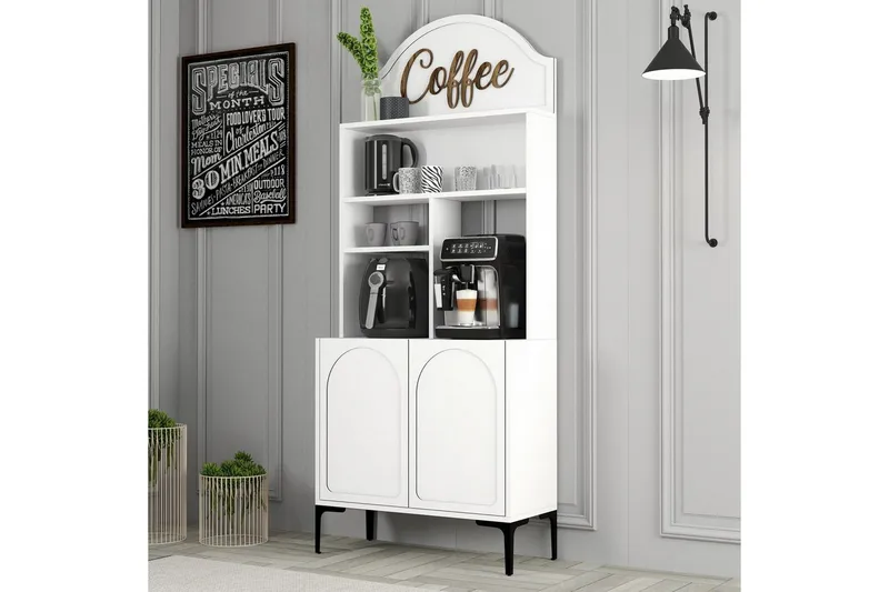 Kahvibaari Kaappi Hazim Kaksi Valkoinen / Musta - Valkoinen / Musta - Säilytys - Kaappi - Baarikaappi