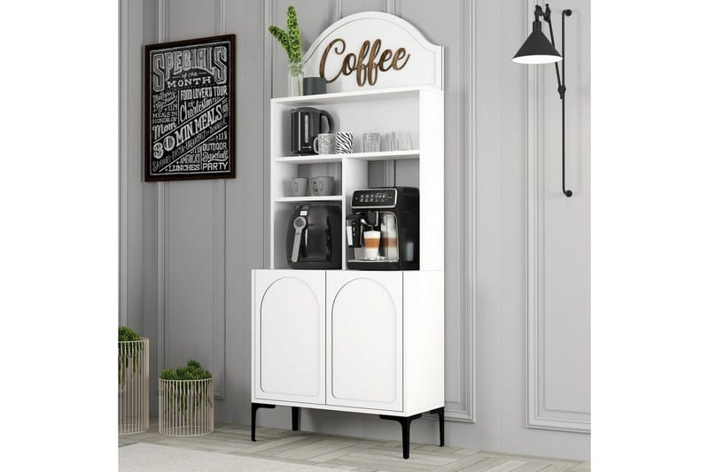 Kahvibaari Kaappi Hazim Kaksi Valkoinen / Musta - Valkoinen / Musta - Säilytys - Kaappi - Baarikaappi