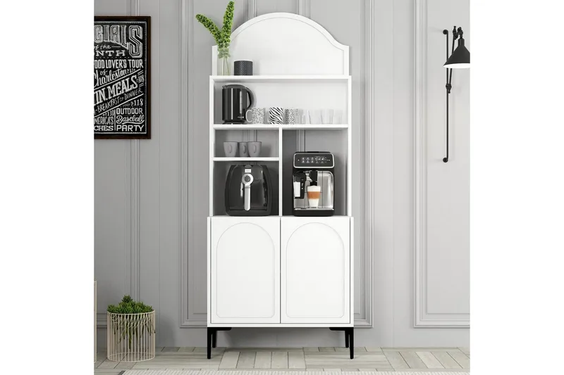 Kahvibaari Kaappi Hazim Kaksi Valkoinen / Musta - Valkoinen / Musta - Säilytys - Kaappi - Baarikaappi
