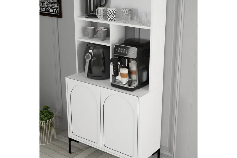 Kahvibaari Kaappi Hazim Kaksi Valkoinen / Musta - Valkoinen / Musta - Säilytys - Kaappi - Baarikaappi