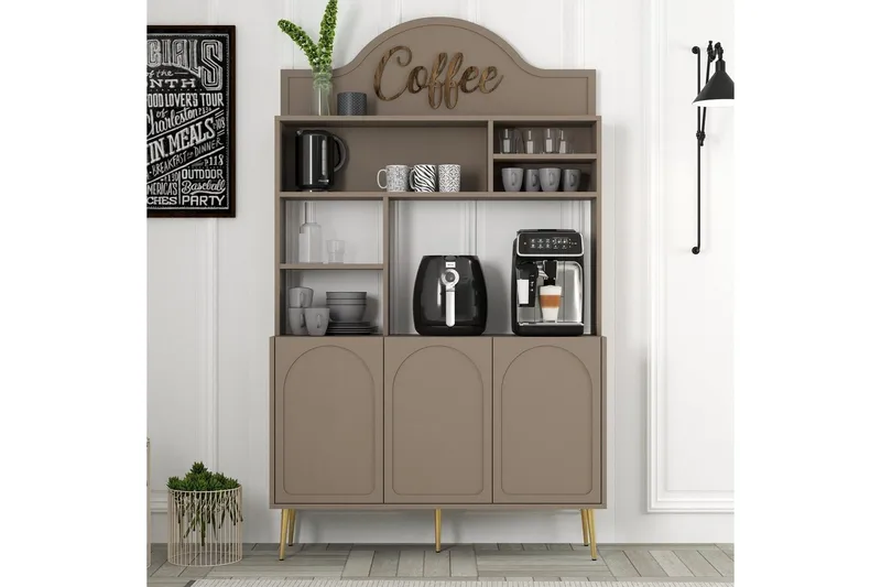 Kahvibaari Kaappi Hazim Kolme Atlas / Kulta - Atlas / Kulta - Säilytys - Kaappi - Baarikaappi