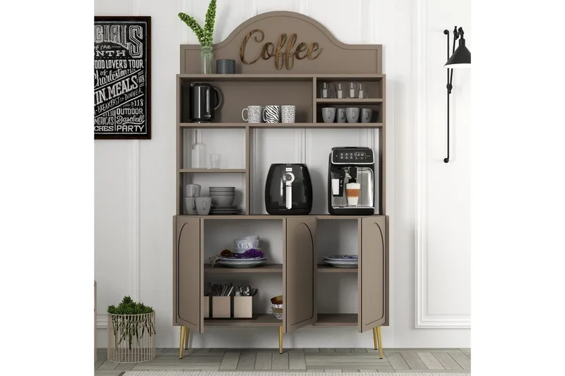 Kahvibaari Kaappi Hazim Kolme Atlas / Kulta - Atlas / Kulta - Säilytys - Kaappi - Baarikaappi