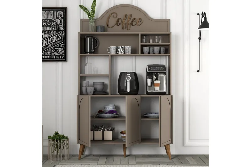 Kahvibaari Kaappi Hazim Kolme Atlas / Pähkinäpuu - Atlas / Pähkinäpuu - Säilytys - Kaappi - Baarikaappi