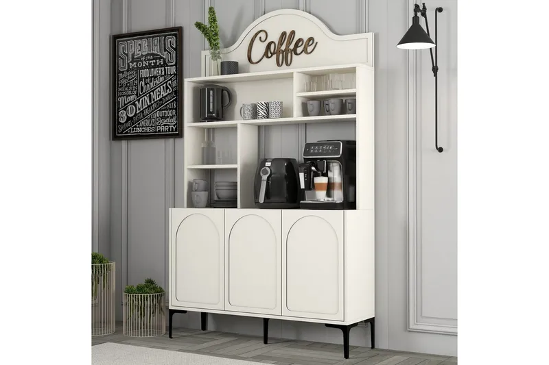 Kahvibaari Kaappi Hazim Kolme Kerma / Musta - Kerma / Musta - Säilytys - Kaappi - Baarikaappi