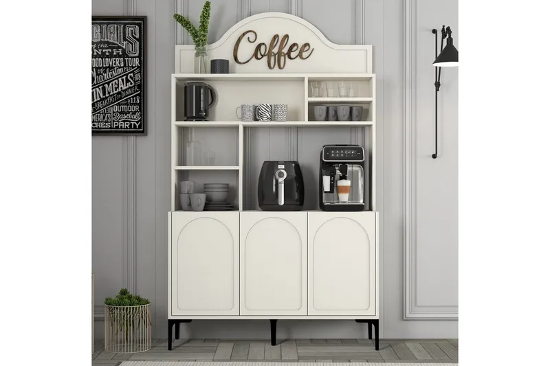 Kahvibaari Kaappi Hazim Kolme Kerma / Musta - Kerma / Musta - Säilytys - Kaappi - Baarikaappi