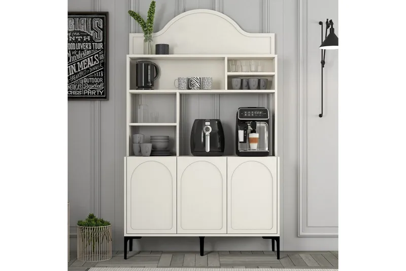 Kahvibaari Kaappi Hazim Kolme Kerma / Musta - Kerma / Musta - Säilytys - Kaappi - Baarikaappi