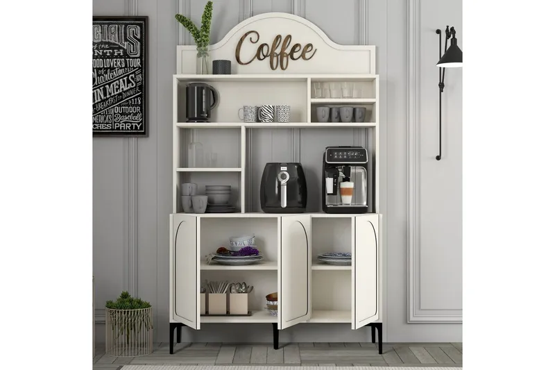 Kahvibaari Kaappi Hazim Kolme Kerma / Musta - Kerma / Musta - Säilytys - Kaappi - Baarikaappi