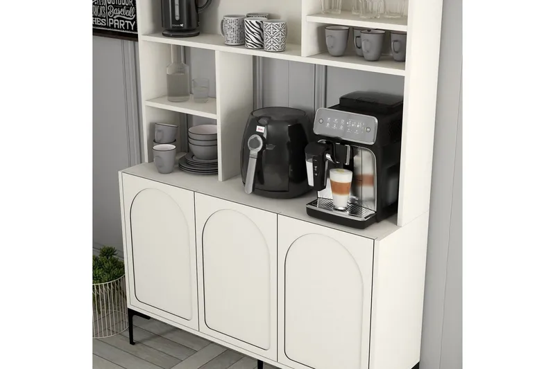 Kahvibaari Kaappi Hazim Kolme Kerma / Musta - Kerma / Musta - Säilytys - Kaappi - Baarikaappi