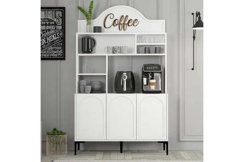 Kahvibaari Kaappi Hazim Kolme Valkoinen / Musta - Valkoinen / Musta - Säilytys - Kaappi - Baarikaappi