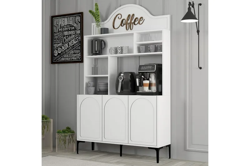 Kahvibaari Kaappi Hazim Kolme Valkoinen / Musta - Valkoinen / Musta - Säilytys - Kaappi - Baarikaappi