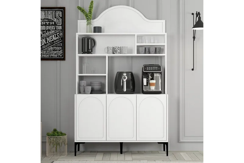 Kahvibaari Kaappi Hazim Kolme Valkoinen / Musta - Valkoinen / Musta - Säilytys - Kaappi - Baarikaappi