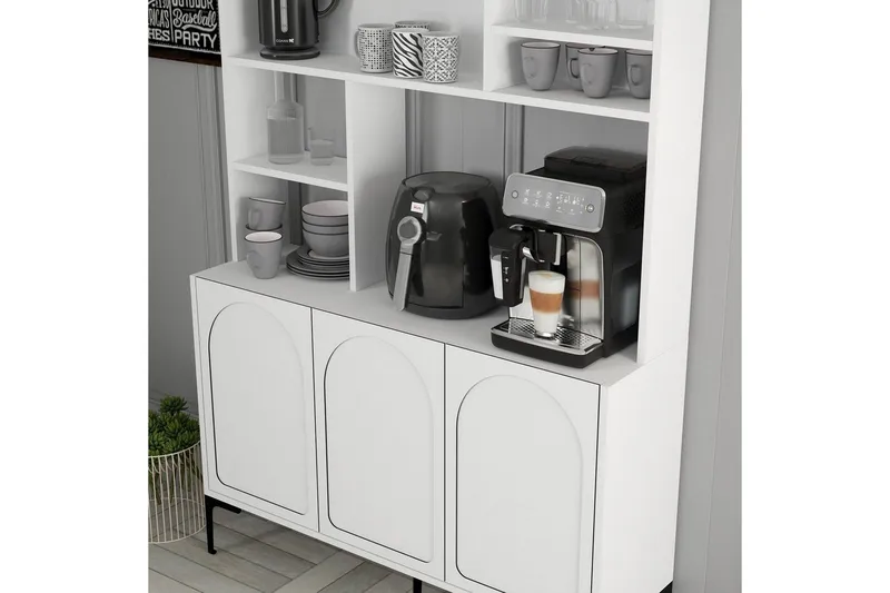 Kahvibaari Kaappi Hazim Kolme Valkoinen / Musta - Valkoinen / Musta - Säilytys - Kaappi - Baarikaappi