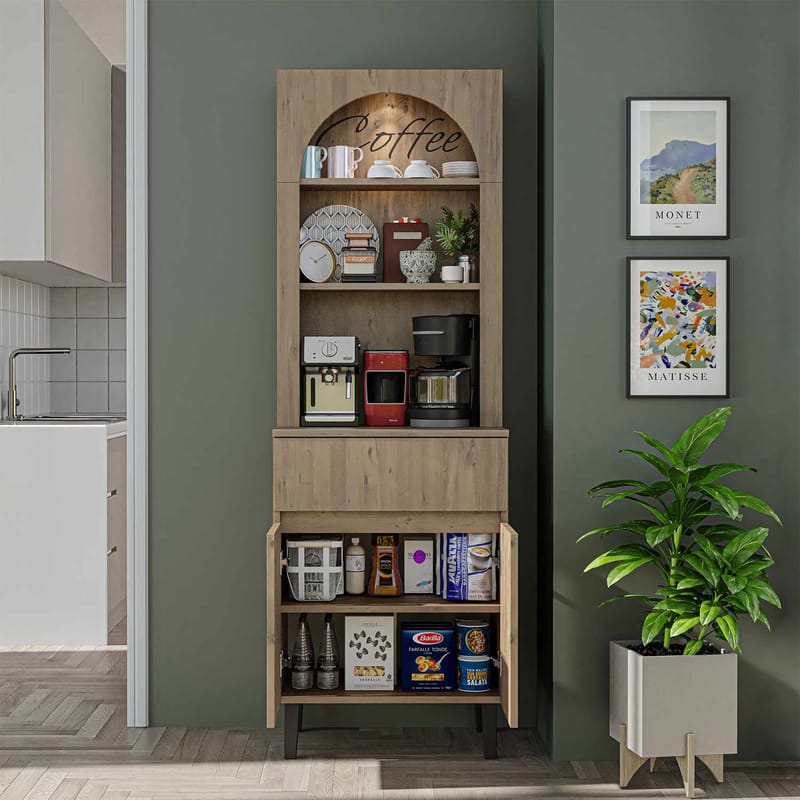 kahvibaarikaappi Kalune Design Ledli (60 x 179 x 41,8 cm) Atlantic Pine - Säilytys - Kaappi - Baarikaappi
