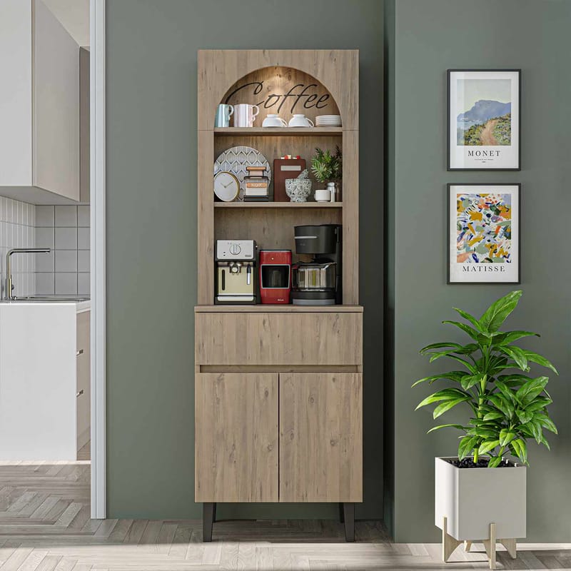 kahvibaarikaappi Kalune Design Ledli (60 x 179 x 41,8 cm) Atlantic Pine - Säilytys - Kaappi - Baarikaappi