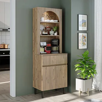 kahvibaarikaappi Kalune Design Ledli (60 x 179 x 41,8 cm) Atlantic Pine - Säilytys - Kaappi - Baarikaappi