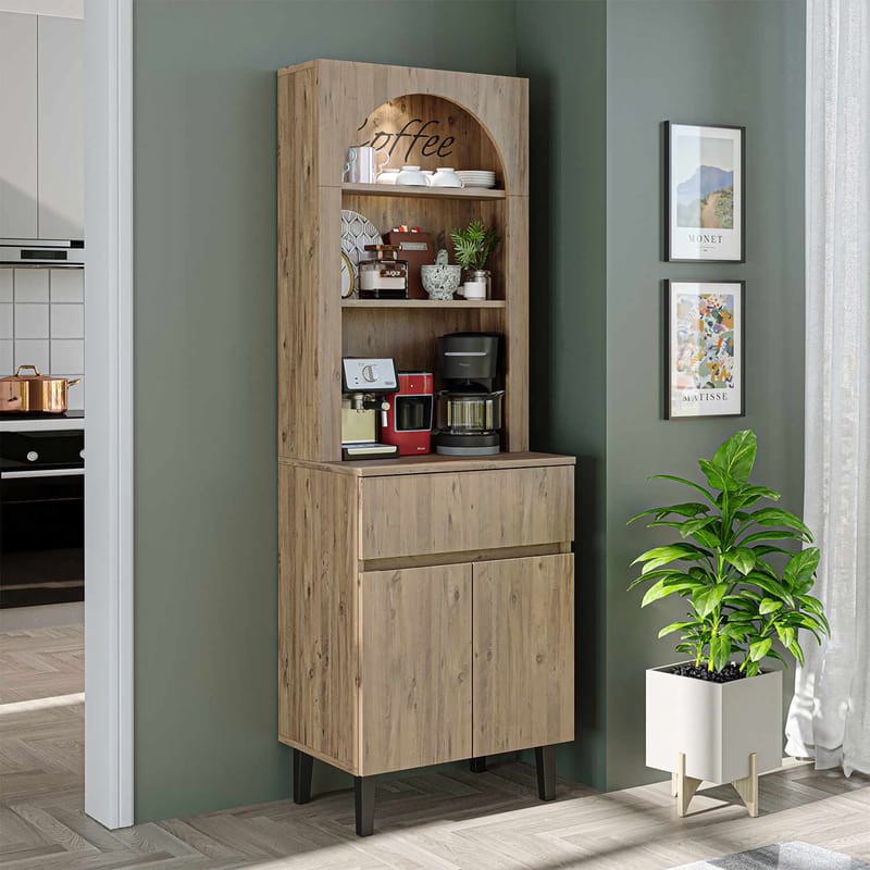 kahvibaarikaappi Kalune Design Ledli (60 x 179 x 41,8 cm) Atlantic Pine - Säilytys - Kaappi - Baarikaappi