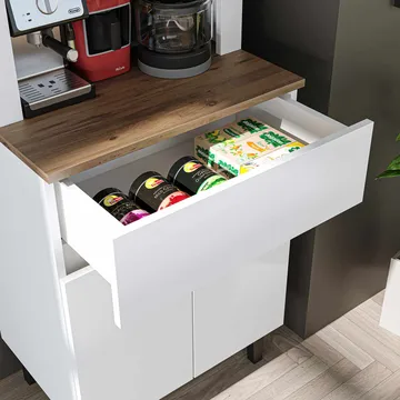 kahvibaarikaappi Kalune Design Ledli (60 x 179 x 41,8 cm) Valkoinen Atlantik-mänty - Säilytys - Kaappi - Baarikaappi